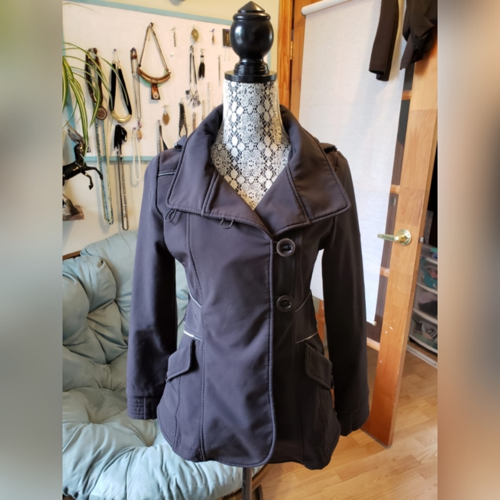 3Stones Black rain jacket with light fleece lining